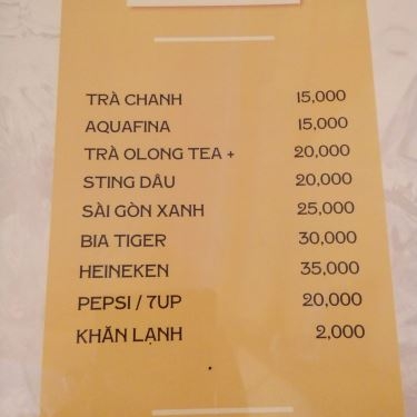 Thực đơn- Quán Ăn Gà Nướng Ò Ó O - 82 Tô Vĩnh Diện