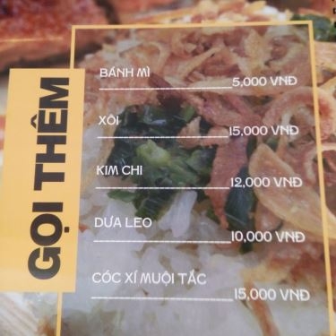 Thực đơn- Quán Ăn Gà Nướng Ò Ó O - 82 Tô Vĩnh Diện
