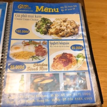Thực đơn- Quán Ăn Gà Rán Kuccu - Đỗ Quang