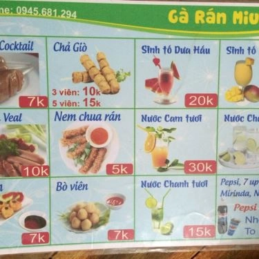 Thực đơn- Quán Ăn Gà Rán Miu Miu - Sông Nhuệ