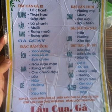 Thực đơn- Quán Ăn Gà Ri Thành Luân - Thạch Thất