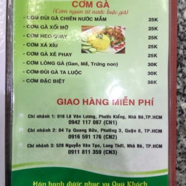 Thực đơn- Quán Ăn Gà Ta Bến Tre - Cháo, Gỏi & Lẩu