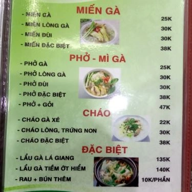 Thực đơn- Quán Ăn Gà Ta Bến Tre - Cháo, Gỏi & Lẩu