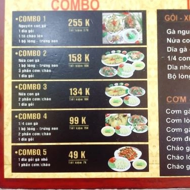 Thực đơn- Quán Ăn Gà Ta Ngon Số 1 - Trương Công Định