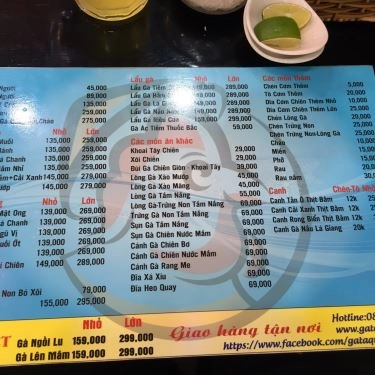 Thực đơn- Quán Ăn Gà Ta Quê Nhà