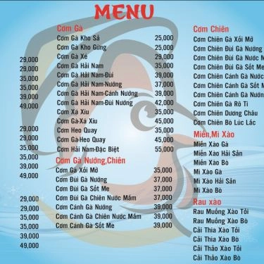 Thực đơn- Quán Ăn Gà Ta Quê Nhà