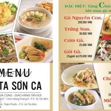 Thực đơn- Quán Ăn Gà Ta Sơn Ca 2