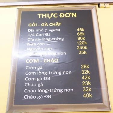 Thực đơn- Quán Ăn Gà Ta Tường Vy - Phan Huy Ích