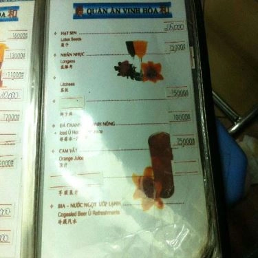 Thực đơn- Quán Ăn Gà Tiềm Vinh Hòa