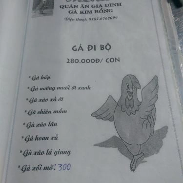 Thực đơn- Quán Ăn Gà Vườn Kim Bồng