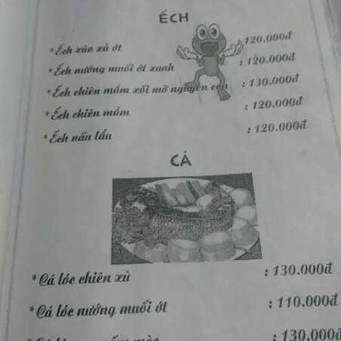 Thực đơn- Quán Ăn Gà Vườn Kim Bồng