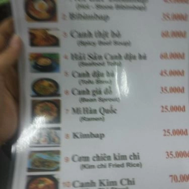 Thực đơn- Quán Ăn Korean Restaurant – Ẩm Thực Hàn Quốc
