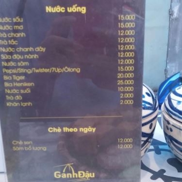 Thực đơn- Quán Ăn Gánh Đậu - Bún Đậu Mắm Tôm