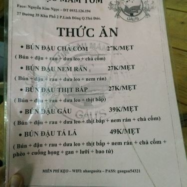 Thực đơn- Quán Ăn Gấu's - Bún Đậu Mắm Tôm