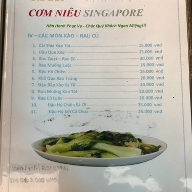 Thực đơn- Nhà Hàng Gia Bảo - Cơm Niêu Singapore