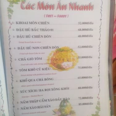 Thực đơn- Quán Ăn Quán 01 - Ăn Gia Đình & Nhậu Bình Dân