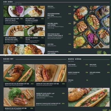 Thực đơn- Quán Ăn Gia Đình BB - Xôi & Bánh Mì