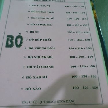 Thực đơn- Quán Ăn Gia Đình Trung Bắc - Lẩu Đuôi Bò