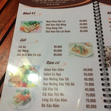 Thực đơn- Gia Lai Quán - Quán Ăn Gia Đình Bình Dân