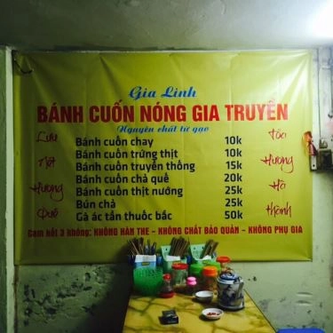 Thực đơn- Quán Ăn Gia Linh - Bánh Cuốn Nóng Gia Truyền