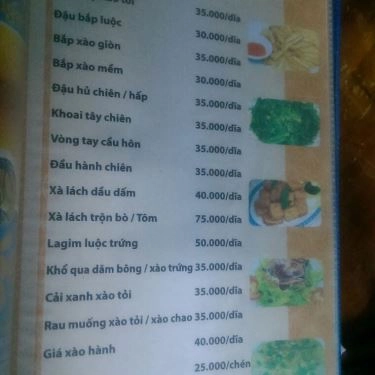 Thực đơn- Quán Ăn Gió Biển Quán - Hải Sản Bình Dân