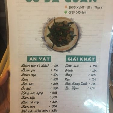 Thực đơn- Quán Ăn Gò Da Quán - Đặc Sản Miền Trung