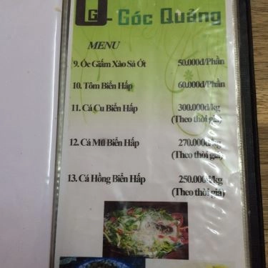 Thực đơn- Quán Ăn Góc Quảng - Ẩm Thực Quảng Nam