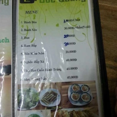 Thực đơn- Quán Ăn Góc Quảng - Ẩm Thực Quảng Nam