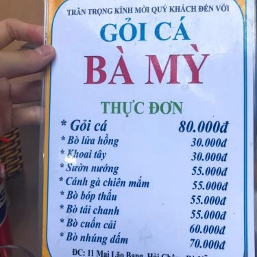 Thực đơn- Quán Ăn Gỏi Cá Bà Mỳ