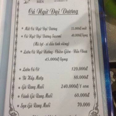 Thực đơn- Quán Ăn Gỏi Cá Bé Vân