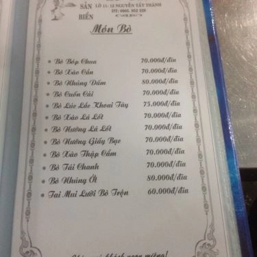 Thực đơn- Quán Ăn Gỏi Cá Bé Vân