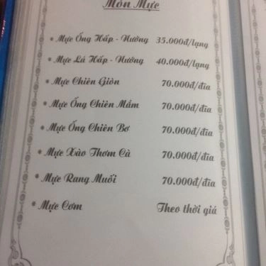 Thực đơn- Quán Ăn Gỏi Cá Bé Vân
