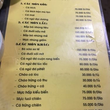 Thực đơn- Quán Ăn Gỏi Cá Mai Trâm