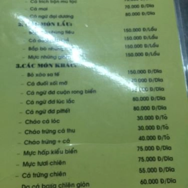 Thực đơn- Quán Ăn Gỏi Cá Mai Trâm