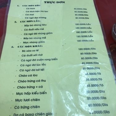 Thực đơn- Quán Ăn Gỏi Cá Mai Trâm