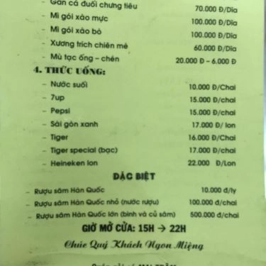 Thực đơn- Quán Ăn Gỏi Cá Mai Trâm