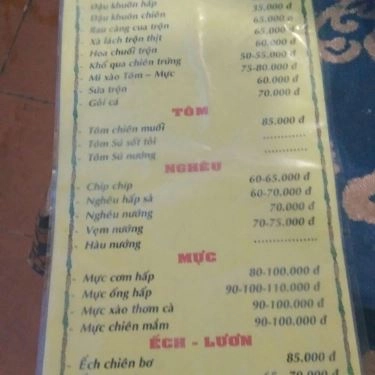 Thực đơn- Quán Ăn Gỏi Cá Thanh Hương - Hồ Tương