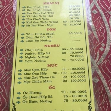 Thực đơn- Quán Ăn Gỏi Cá Thanh Hương - Hồ Tương
