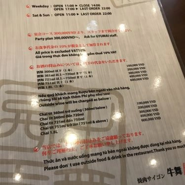 Thực đơn- Quán Ăn Gyu Mai - Món Nướng Nhật Bản