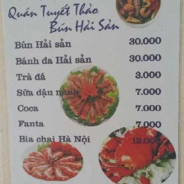 Thực đơn- Quán Ăn Tuyết Thảo - Bún Hải Sản