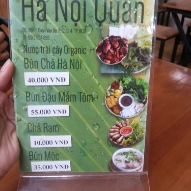 Thực đơn- Quán Ăn Hà Nội Quán - Đoàn Văn Bơ