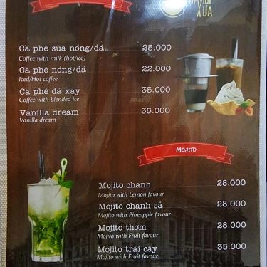 Thực đơn- Quán Ăn Hà Nội Xưa - Hoàng Sa