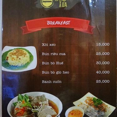 Thực đơn- Quán Ăn Hà Nội Xưa - Hoàng Sa