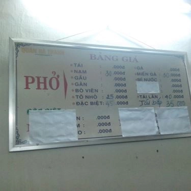 Thực đơn- Quán Ăn Hà Thành Phở
