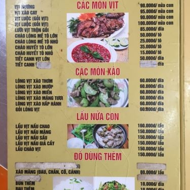 Thực đơn- Quán Ăn Hà Vịt 2 - Vịt Cỏ Vân Đình