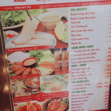 Thực đơn- Quán Ăn Habibi Hoàng Bèo - Bánh Tráng Cuốn Thịt Heo - Duy Tân