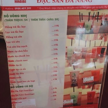 Thực đơn- Quán Ăn Habibi Hoàng Bèo - Bánh Tráng Cuốn Thịt Heo - Duy Tân