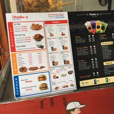 Thực đơn- Quán Ăn Hadu Y - Gà, Pizza & Trà