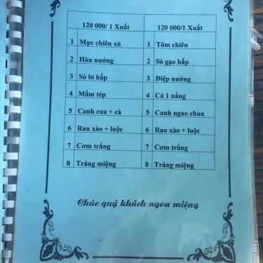 Thực đơn- Quán Ăn Hải Âu Quán - Hải Sản