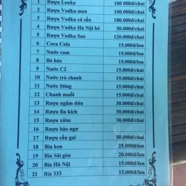 Thực đơn- Quán Ăn Hải Âu Quán - Hải Sản